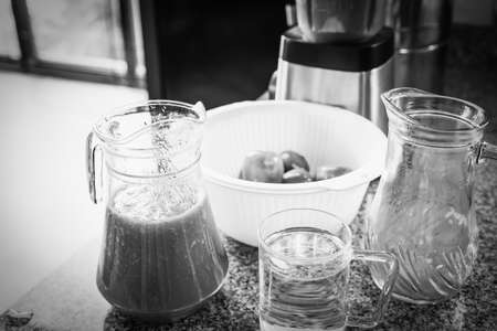 Blender tomato juice, Homemade organic tomato juice, Natural foodの写真素材