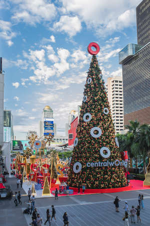 Modern Christmas tree at Central World, Sukhumvit road, Bangkok, November 27, 2020のeditorial素材