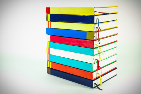 Stack of old books isolated on white, Object backgroundsの写真素材