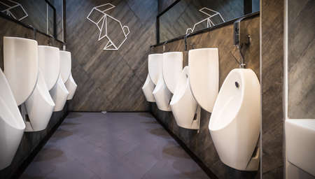 March 14, 2021, Interiors of male restroom in the Community Mall at soi Onnut Sukhumvit road Bangkok Thailandのeditorial素材