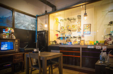 Decoration in Japanese food restaurant at Sukhumvit road Prakanong Bangkok Thailand, February 14, 2021のeditorial素材