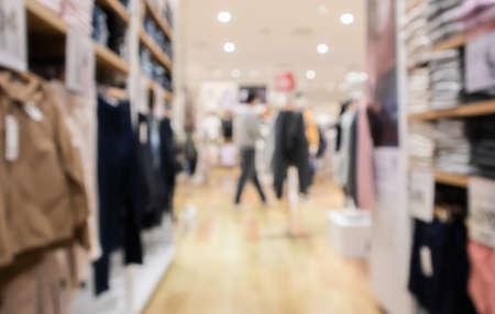 Blurred, People walking and shopping in fashion boutique in Department Store Bangkok Thailand, Holiday backgroundの写真素材