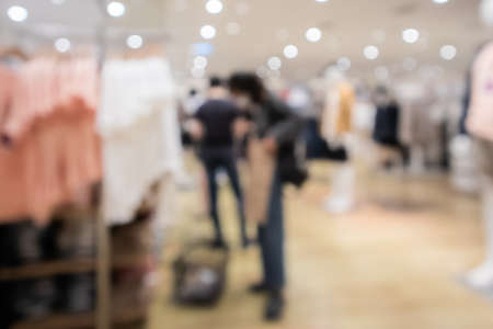 Blurred, People walking and shopping in fashion boutique in Department Store Bangkok Thailand, Holiday backgroundの写真素材