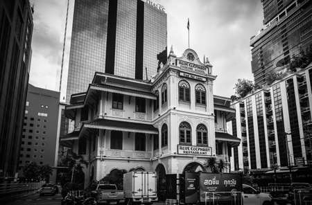 Old Building Blue Elephant Restaurant and Cooking School with the Modern Building at Sathon road Bangkok Thailand, November 2, 2021のeditorial素材