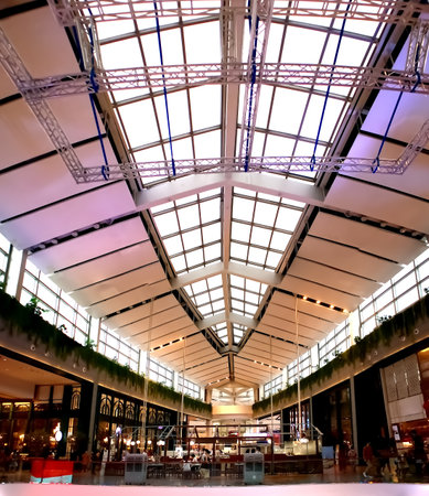 Translucent roof of the food court in Central World Department Store on Ratchaprasong Intersection, Rama 1 Road, Pathum Wan, Bangkok, Thailand, July 9, 2022のeditorial素材