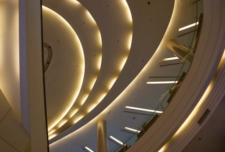 interior design light and shadow of rooftop in shopping mall building, indoor architecture...