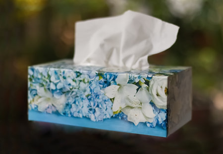 Tissue box mock up white tissue in natural lihgt backgroundの写真素材