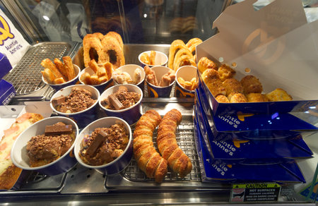 December 13, 2025, A variety of breads in a bakery shop in Gateway shopping mall at Sukhumvit Road, Ekamai, Bangkok, Thailandのeditorial素材