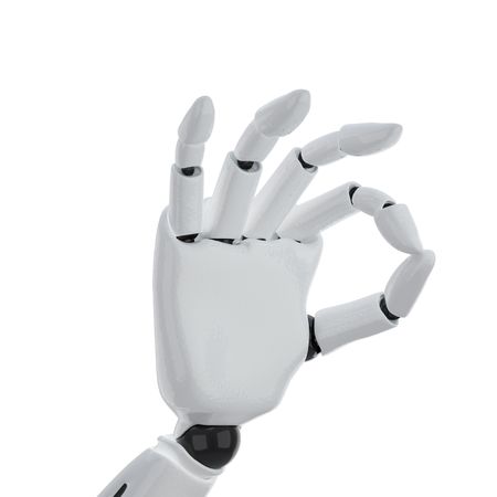 a 3d robotic hand giving the "okay" signの写真素材