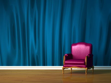 Purple chair in blue minimalist interior
の写真素材