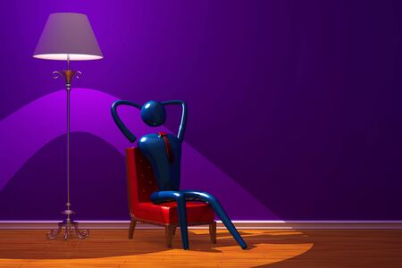 Person relaxing in minimalist interiorの写真素材
