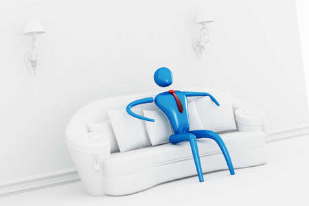 Person relaxing in clear interiorの写真素材