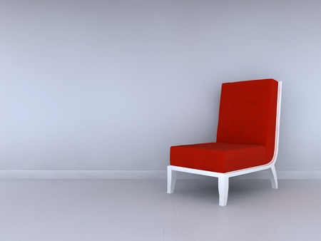 Alone red chair in minimalist interiorの写真素材