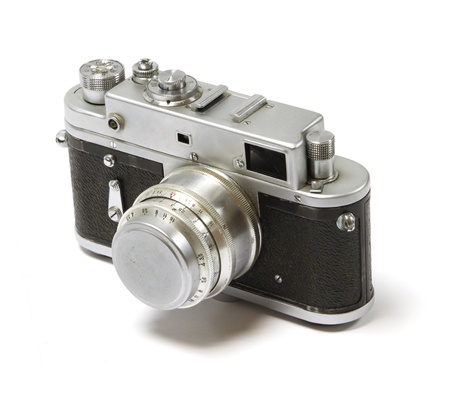 old analog russian photo camera. Front view.