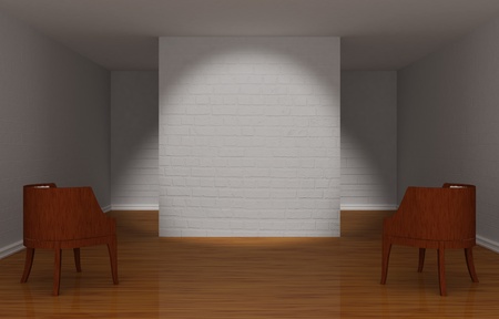 Gallery's hall with chairs