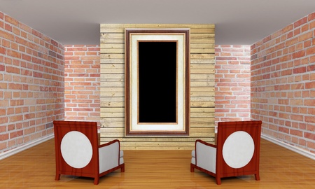 Gallery's hall with chairsの写真素材