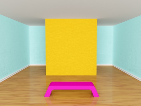 Gallery's hall with benchの写真素材