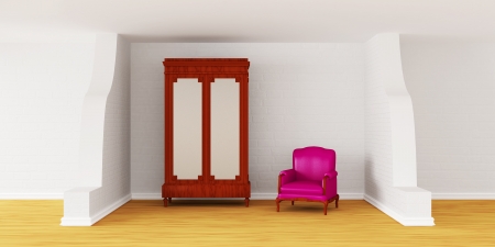 Cupboard with luxurious chair in modern interior の写真素材