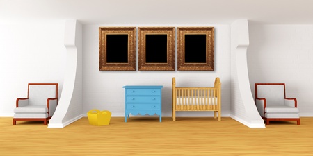 Baby bedroom with a crib. の写真素材