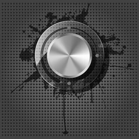 Chrome volume knob with splash on the metallic backgroundのイラスト素材