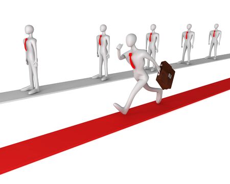 3d man running on successful wayの写真素材