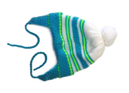 crocheted baby hat isolated on white background