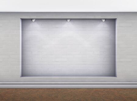 3d empty niche with spotlights for exhibit in the gallery