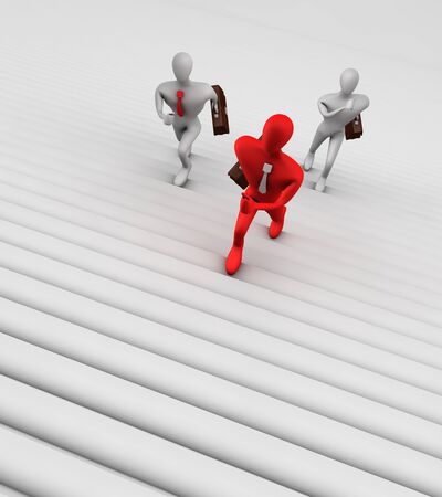 3d persons climbing the ladderの写真素材