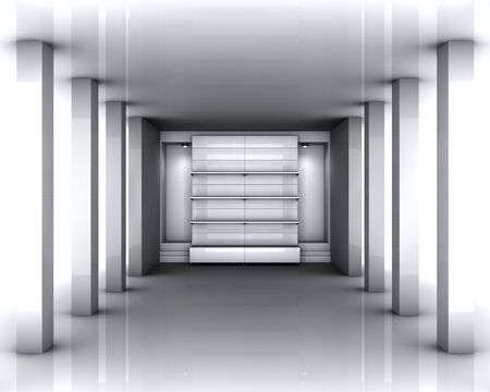 3d stand for exhibit in the grey interior の写真素材