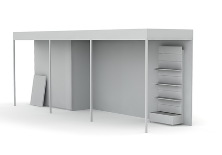 3D stand for advertising on a white background の写真素材