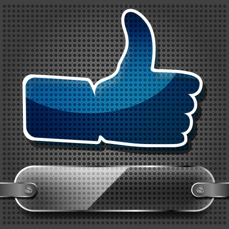 transparency blue  Like  symbol with glass plate on the metallic background のイラスト素材