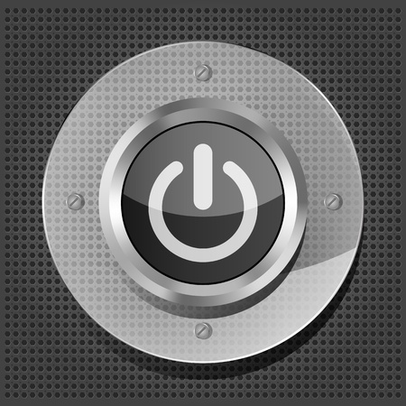 power button icon on the metallic background のイラスト素材