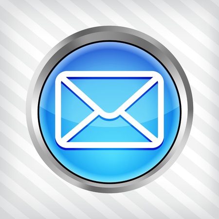 blue email button icon on the mettalic background のイラスト素材