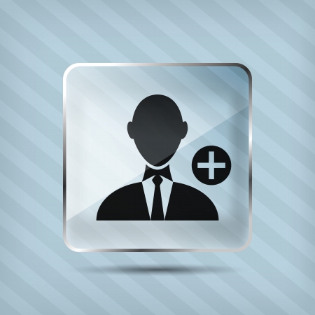 glass add businessman icon on a striped backgroundのイラスト素材