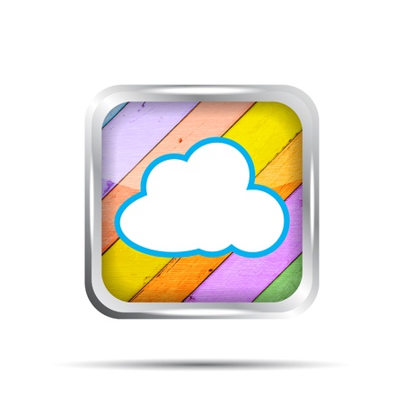 wooden icon with cloud on a white backgroundのイラスト素材
