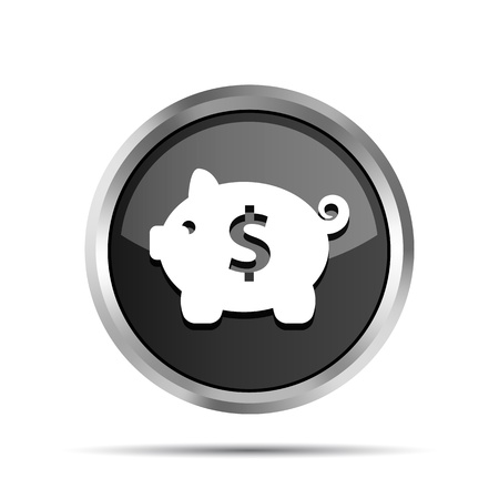 black icon with piggy bank on a white backgroundのイラスト素材