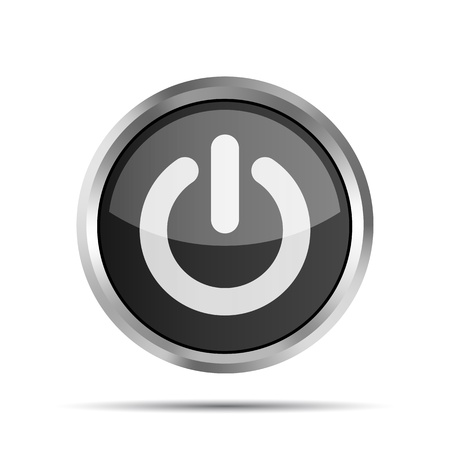 black power button icon on ta white background のイラスト素材