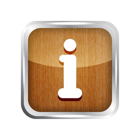 wooden glossy rounded info icon button on a white background のイラスト素材