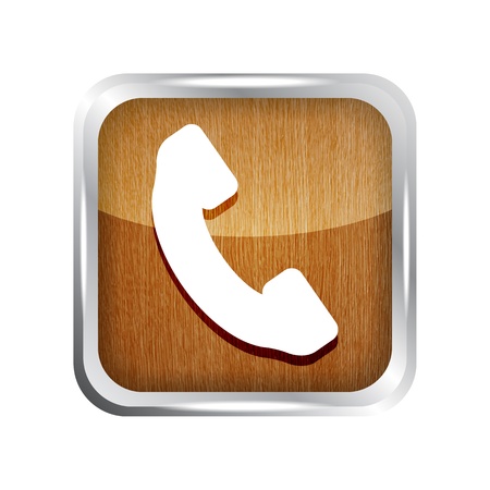 wooden phone button icon on a white backgroundのイラスト素材