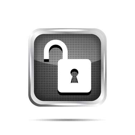 metallic open padlock icon on a white backgroundのイラスト素材