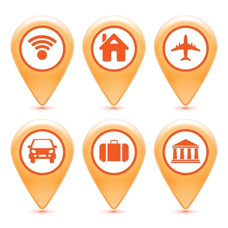 set of orange pointer icons on a white background のイラスト素材