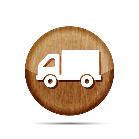 wooden truck icon button on a white backgroundのイラスト素材