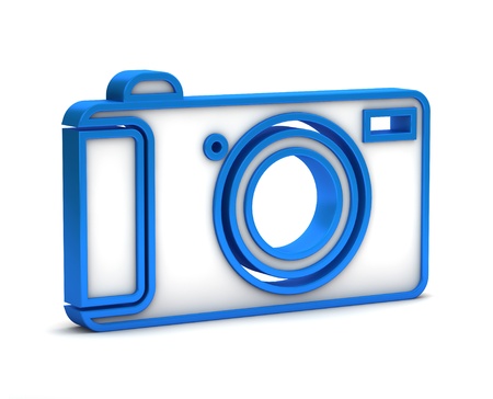 blue digital camera icon on a white backgroundの写真素材