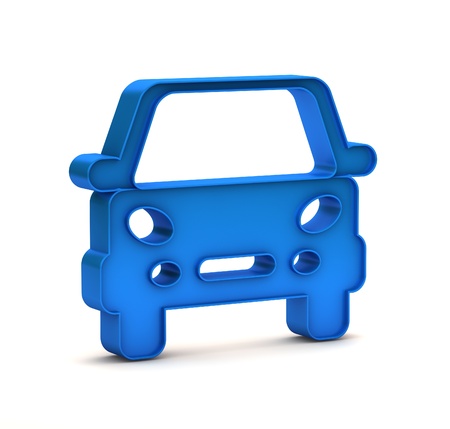 blue car button icon on a white background の写真素材
