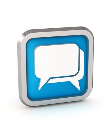 blue dialog icon on a white backgroundの写真素材