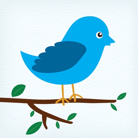 blue bird sitting on a tree branch のイラスト素材