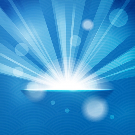 sun with rays on blue backgroundのイラスト素材