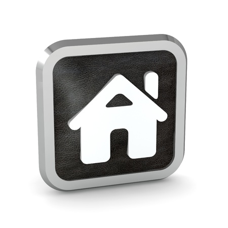 black home button icon on a white backgroundの写真素材