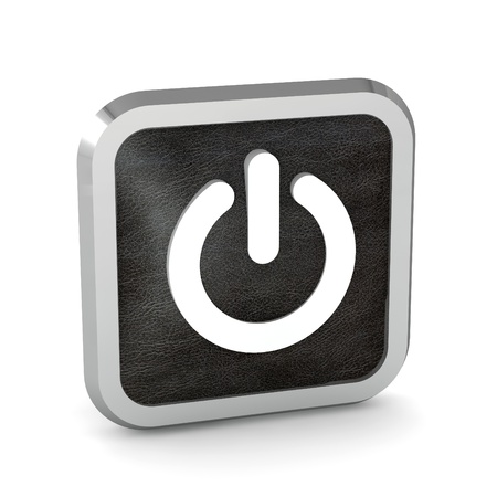 black power button icon on a white background の写真素材