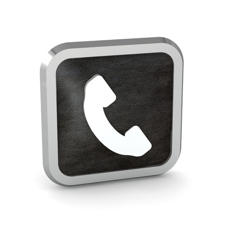 black phone button icon on a white background の写真素材